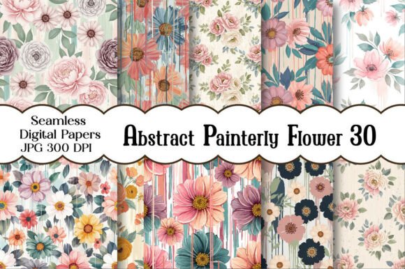 Abstract Painterly Flower Textured