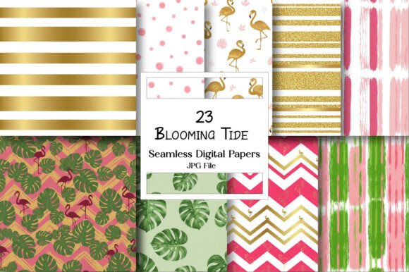 Blooming Tide Digital Papers: A Coastal-Floral Fusion for Creative Projects