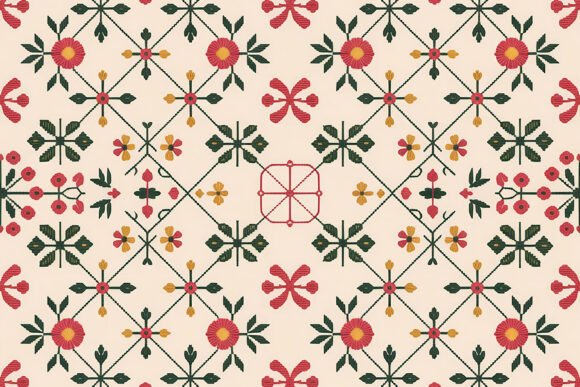 Bohemian Folk Floral Pattern Design