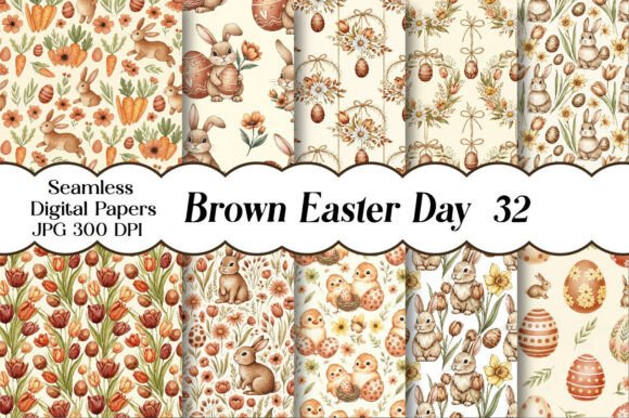 Brown Easter Day Digital Papers