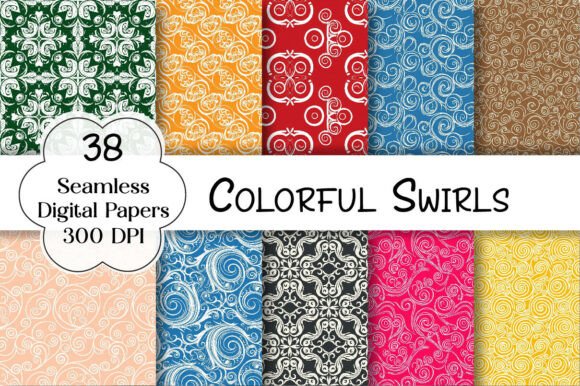 Colorful Swirls Digital Paper Pack