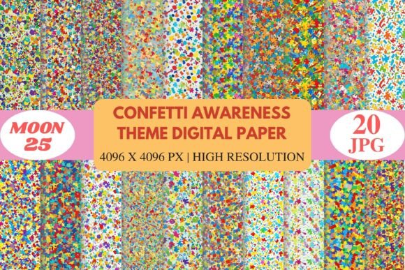 Confetti Awareness Theme Digital Paper: A Vibrant Addition to Creative Projects