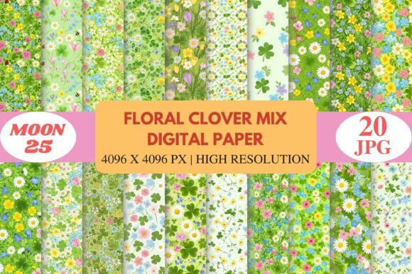 Floral Clover Mix Digital Paper
