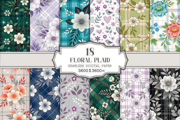 Floral Plaid Seamless Pattern Bundle: A Versatile Design Resource for Creators