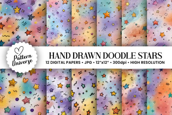 Hand Drawn Pastel Doodle Stars Pattern: A Versatile Design for Creative Projects