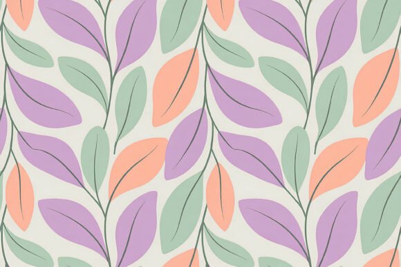 Lavender and Mint Pastel Leaf Tile: A Harmonious Blend of Nature and Design