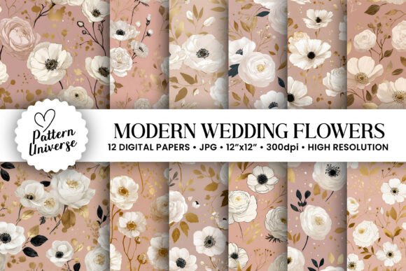 Modern Wedding Flowers Digital Papers: A Versatile Resource for Creative Projects