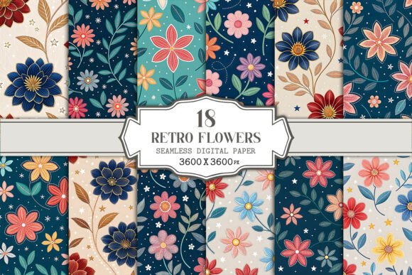 Retro Flowers Seamless Pattern Bundle: A Timeless Design for Modern Creativity