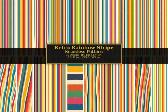 Retro Rainbow Stripe Seamless Pattern
