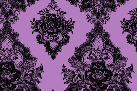 Seamless Pattern 3 Black Vintage Lace Fl