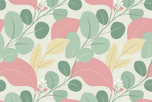 Soft Green and Rose Botanical Leaf