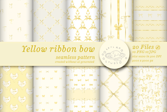 Yellow Ribbon Bow Seamless Pattern: A Versatile Design for Creative Projects